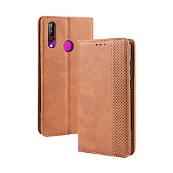 Wewoo Housse Coque Étui en cuir à boucle magnétique avec rétro pour Crazy Horse Texture horizontale LG W30avec support et fentes cartes et cadre photo Marron