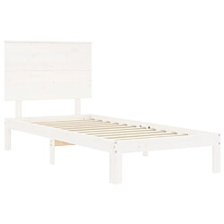 Maison Chic Lit adulte - Cadre Structure de lit avec tête de lit Contemporain blanc 90x200 cm bois massif -MN13555 pas cher