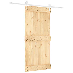 vidaXL Porte coulissante et kit de quincaillerie 95x210 cm pin massif