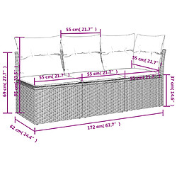 vidaXL Canapé de jardin avec coussins 3 places gris résine tressée pas cher