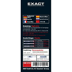 Exact 30105 Lot de tarauds manuels M8 HSS DIN 352