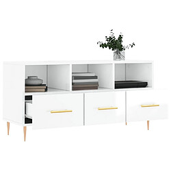 Acheter Maison Chic Meuble TV scandinave - Banc TV pour salon Blanc brillant 102x36x50 cm Bois d'ingénierie -MN90195