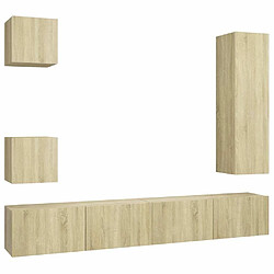 Maison Chic Ensemble de meubles TV 5 pcs | Banc TV Moderne pour salon | Meuble de Rangement - Chêne sonoma Aggloméré -MN11544