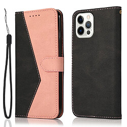 Etui en PU + TPU bicolore avec support noir/rose pour votre Apple iPhone 13 Pro Max 6.7 pouces