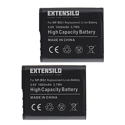 Vhbw EXTENSILO 2x Batteries remplacement pour Sony NP-BG1, NP-FG1 pour appareil photo, reflex numérique (1020mAh, 3,6V, Li-ion)