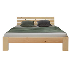 Homestyle4U Lit double en bois futon 140x200 bois naturel