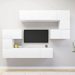 Maison Chic Ensemble de meubles TV 8 pcs | Banc TV Moderne pour salon | Meuble de Rangement - Blanc Aggloméré -MN59847