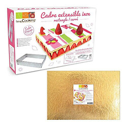 Scrapcooking Cadre à pâtisserie extensible rectangle + 5 supports à gâteau