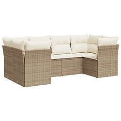 Maison Chic Salon de jardin avec coussins 6 pcs | Ensemble de Table et chaises | Mobilier d'Extérieur beige résine tressée -GKD18584