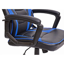 Mendler Chaise de bureau HWC-F59, chaise pivotante, chaise racing et gaming, similicuir ~ noir-bleu pas cher