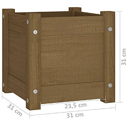 vidaXL Jardinières d'extérieur 2pcs Marron miel 31x31x31cm Bois de pin pas cher