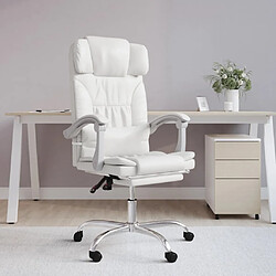 vidaXL Fauteuil de massage inclinable de bureau Blanc Similicuir