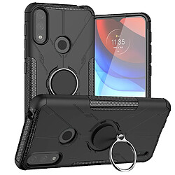 Coque en TPU 2-en-1, anti-empreintes digitales avec béquille pour votre Motorola Moto E7 Power - noir