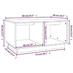 vidaXL Table basse Blanc 80x50x40 cm Bois massif de pin pas cher