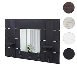 Mendler Garderobe murale HWC-C89 avec miroir, planche vestiaire, shabby, vintage, 5 crochets 90x60cm ~ gris foncé