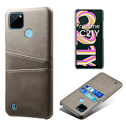 Coque en TPU + PU KSQ anti-griffes avec porte-cartes, gris pour votre Realme C21Y/Realme C25Y