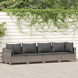 vidaXL Salon de jardin 4 pcs avec coussins Gris Résine tressée