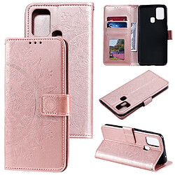 Etui en PU empreinte fleur avec support or rose pour votre Samsung Galaxy M31