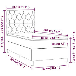 Acheter vidaXL Sommier à lattes de lit et matelas et LED Crème 80x200 cm Tissu