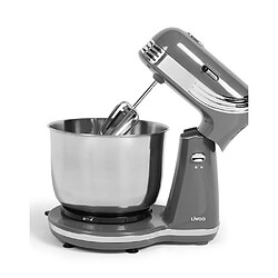 Livoo Robot Pâtissier Pétrin Gris 3L 250W Bol inox 3L 6 vitesses pour préparer vos pâtes à tartes, crêpes, pizza, pain crème