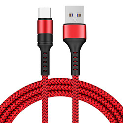 Cables X2 USB / Type-C Charge Rapide 3A Nylon Renforce Rouge 2M Pour Samsung A13 / A33 / A53 / S22 / S22 Plus / S22 Ultra Little Boutik®