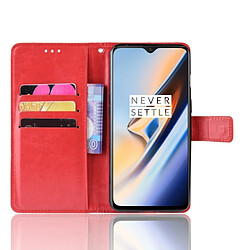 Wewoo Housse Coque en cuir à rabat horizontal Texture rétro Crazy Horse pour OnePlus 7avec porte-cartes et fentes cartes et cadre photo Rouge pas cher