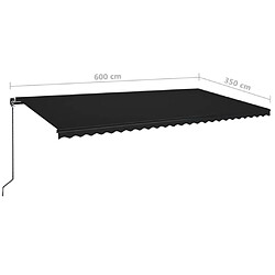 vidaXL Auvent manuel rétractable avec LED 600x350 cm Anthracite pas cher