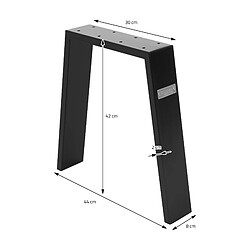 Acheter ML DESIGN MODERN LIVING Set 2 pieds de table Loft patins de table style industiel en acier noir 44x42 cm