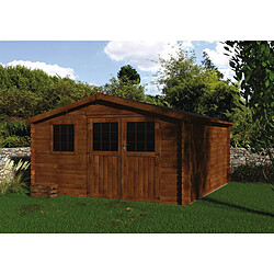 Decor et jardin Abri jardin bois Vallauris - 15.84 m² - 3.98 x 3.98 x 2.29 m - 34 mm - Traité marron