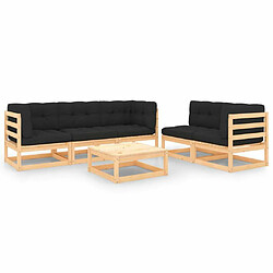 Maison Chic Salon de jardin 6 pcs + coussins - Mobilier/Meubles de jardin - Table et chaises d'extérieur Bois de pin massif -MN66101