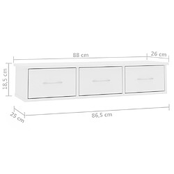 vidaXL Étagère murale avec tiroirs Blanc 88x26x18,5 cm bois ingénierie pas cher