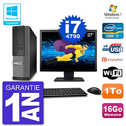 PC Dell 3020 SFF Ecran 27" Intel i7-4790 RAM 16Go Disque 1To Graveur DVD Wifi W7 - Occasion