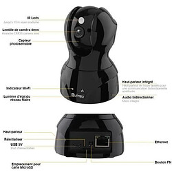 Caméra IP HD WiFi Sans fil avec Audio Bidirectionnel, Détection de Mouvement, Vision Nocturne et Enregistrement à Distance