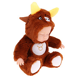 25cm poupée en peluche peluche douce Reborn Constellation poupée Jouet brun Taureau