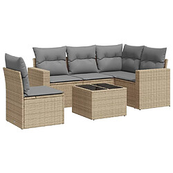 Maison Chic Salon de jardin avec coussins 6 pcs | Ensemble de Table et chaises | Mobilier d'Extérieur beige résine tressée -GKD47641