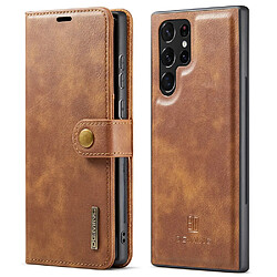 Etui en PU DG.MING détachable 2 en 1 avec support marron pour votre Samsung Galaxy S22 Ultra 5G