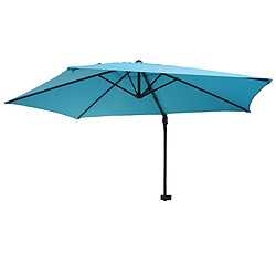 Decoshop26 Parasol mural pour balcon terrasse avec mât inclinable 3m polyester aluminium/acier 9kg couleur turquoise 04_0005635