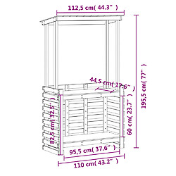 vidaXL Table de bar d'extérieur avec toit blanc bois massif pas cher