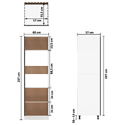 vidaXL Armoire réfrigérateur Noir 60x57x207 cm Bois d'ingénierie pas cher