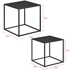 Helloshop26 Lot de 2 tables basses de forme carré en métal noires mat 03_0005776