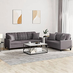 Maison Chic Ensemble de canapés 2 pcs avec coussins, Canapé droit Sofa pour Salon gris similicuir -GKD553433