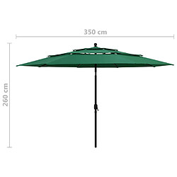 vidaXL Parasol de jardin à 3 niveaux avec mât en aluminium vert 3,5 m pas cher