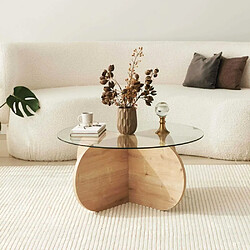 Hanah Home Table basse en verre Bubble chêne.