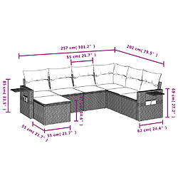 Avis Maison Chic Ensemble Tables et chaises d'extérieur 7pcs avec coussins,Salon de jardin noir résine tressée -GKD140349