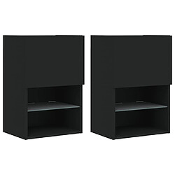 vidaXL Meubles TV avec lumières LED 2 pcs noir 40,5x30x60 cm