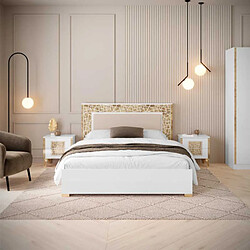 Dansmamaison Chambre complète 160x200 Blanc brillant/Or - NAHESA