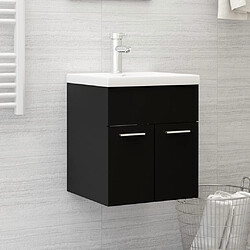 vidaXL Armoire d'évier avec lavabo intégré noir bois d'ingénierie