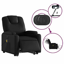 Maison Chic Fauteuil Relax pour salon, Fauteuil inclinable de massage électrique noir similicuir -GKD78986 pas cher