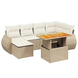 vidaXL Salon de jardin avec coussins 7 pcs beige résine tressée