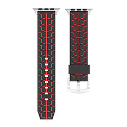 Wewoo Bracelet noir + rouge pour Apple Watch Series 3 & 2 & 1 38mm Fashion Fishbone Motif Silicone de montre +